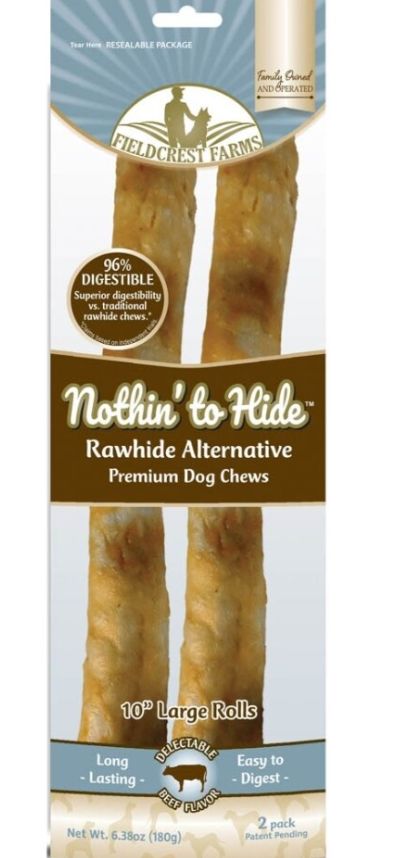 Fieldcrest Farms Dog Nothin' To Hide Rawhide Alternative Rolls 6.38oz, Flavor: Beef