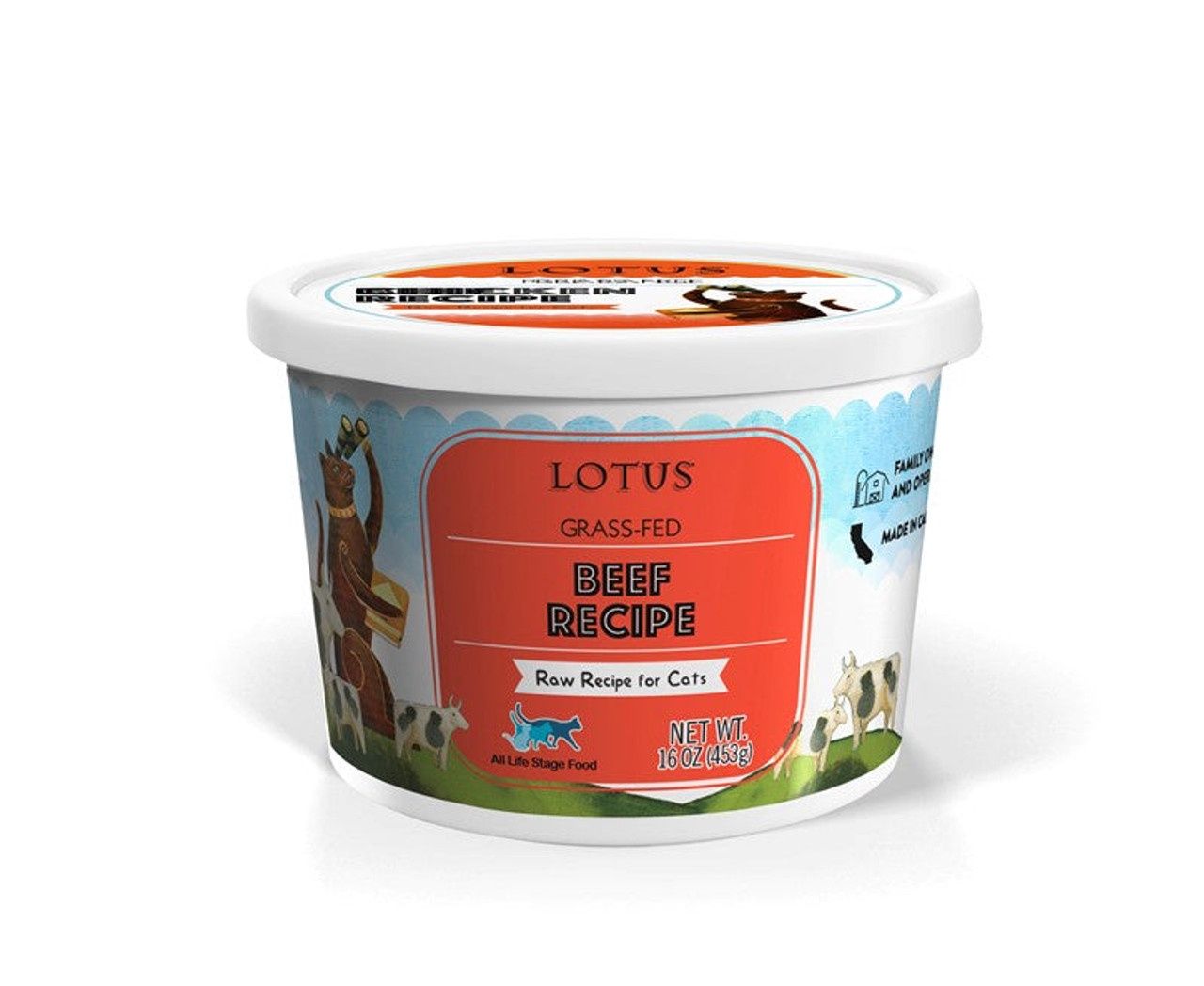 Lotus Cat Frozen Raw Beef, Size: 16oz