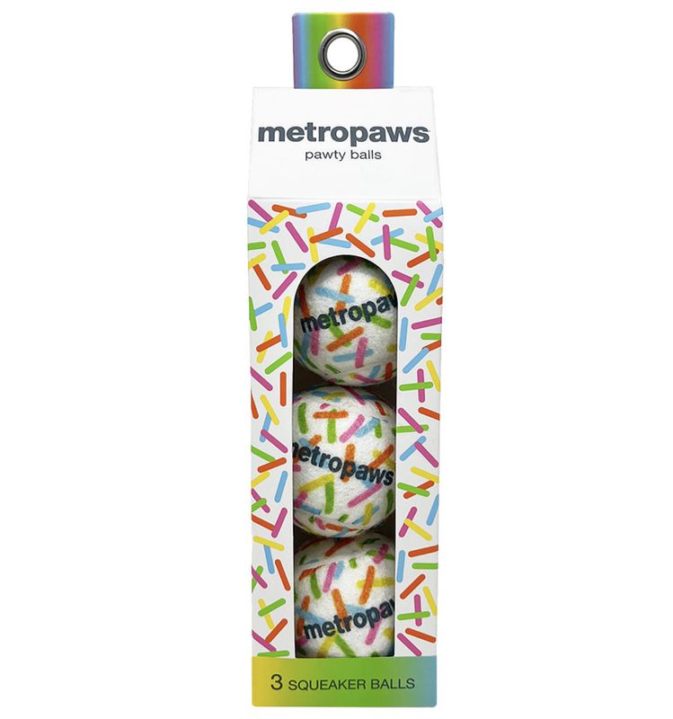 Metro Paws Squeaker Pawty Tennis Balls 3ct