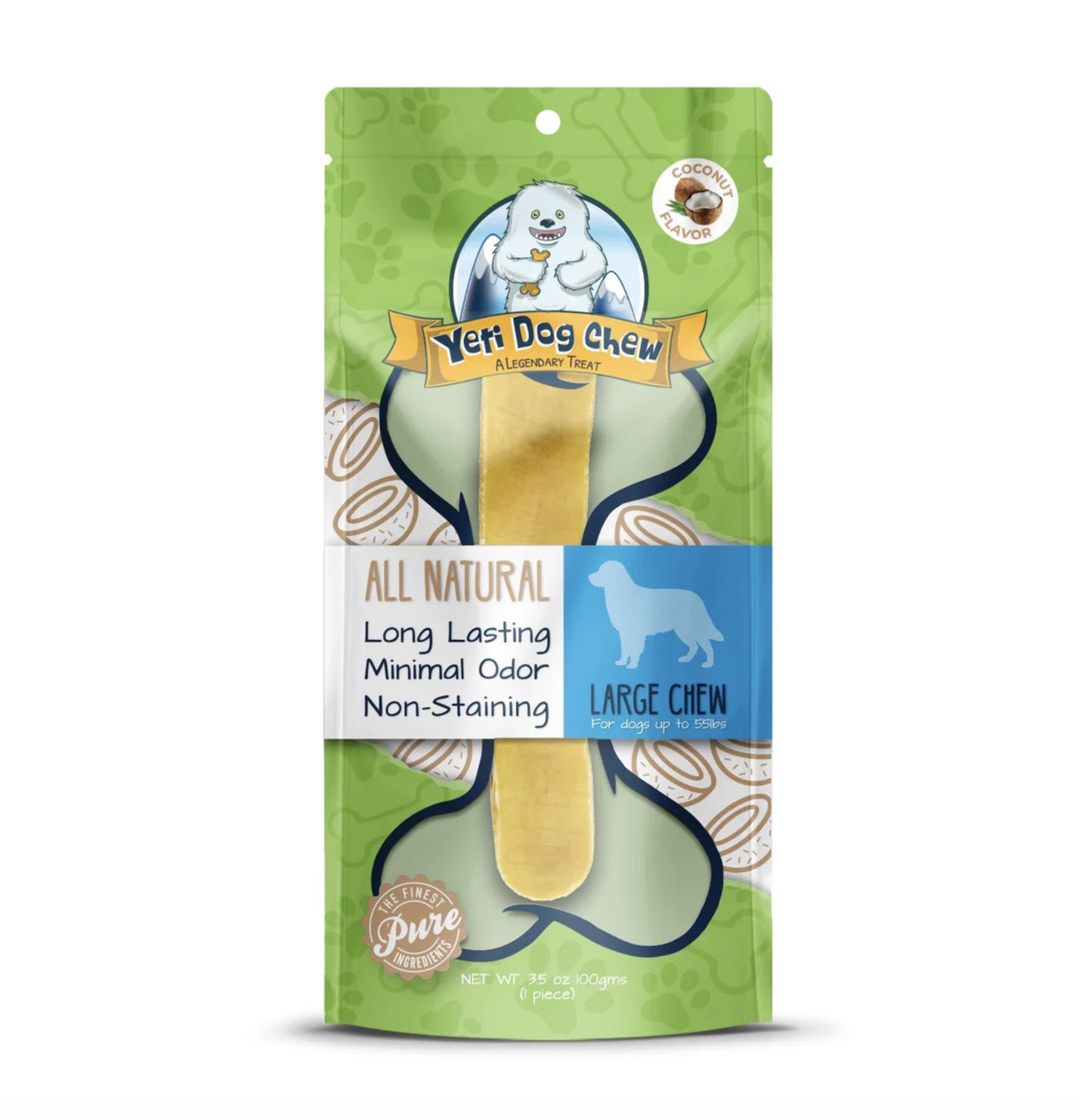 Yeti Dog Chew Yak Cheese Large Flavored 1 Pack, Flavor: Coconut