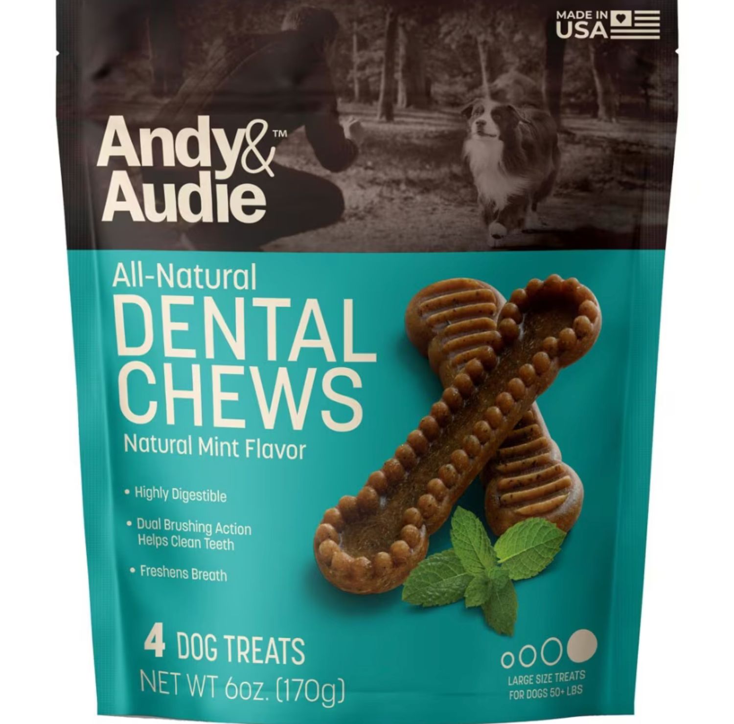 Andy &amp; Audie Dog Dental Chews, Size: L