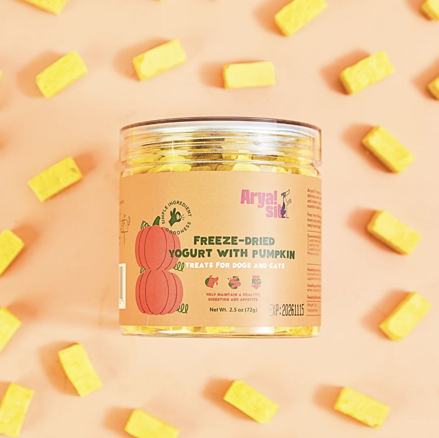 Arya Sit Dog &amp; Cat Freeze Dried Pumpkin Yogurt 3.5oz