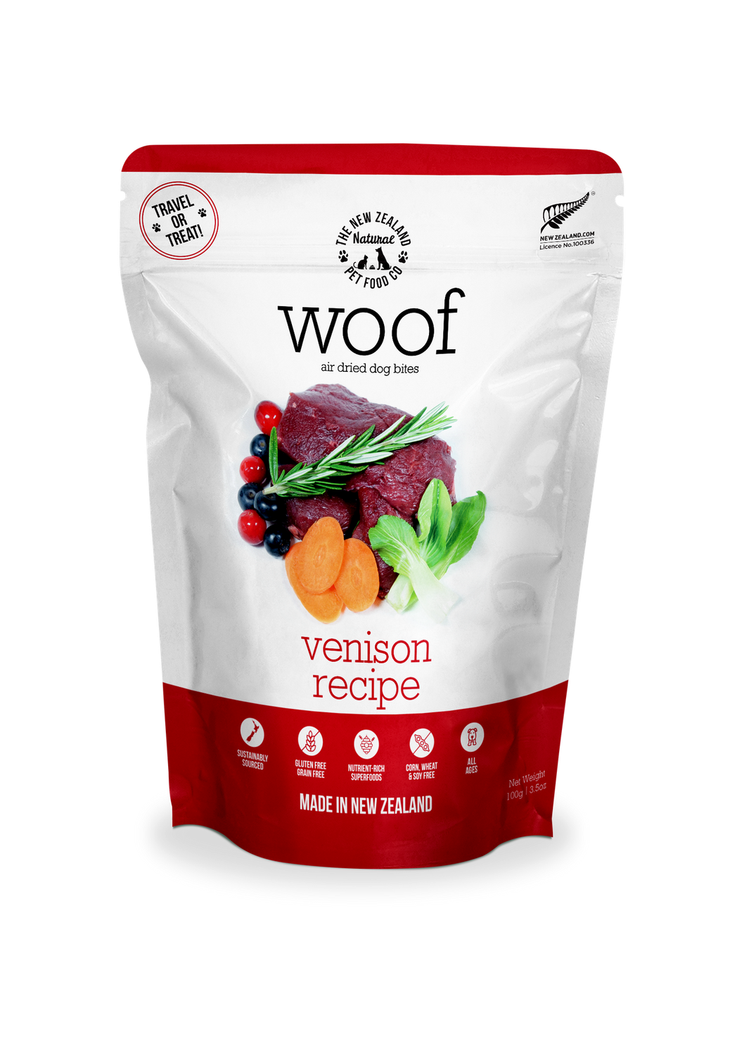 New Zealand Pet Dog Air Dried Venison, Size: 3.5oz