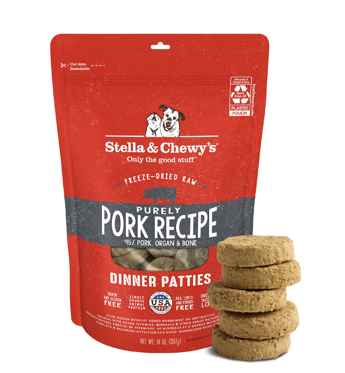 Stella &amp; Chewy's Dog Freeze-Dried Patties Pork 14oz