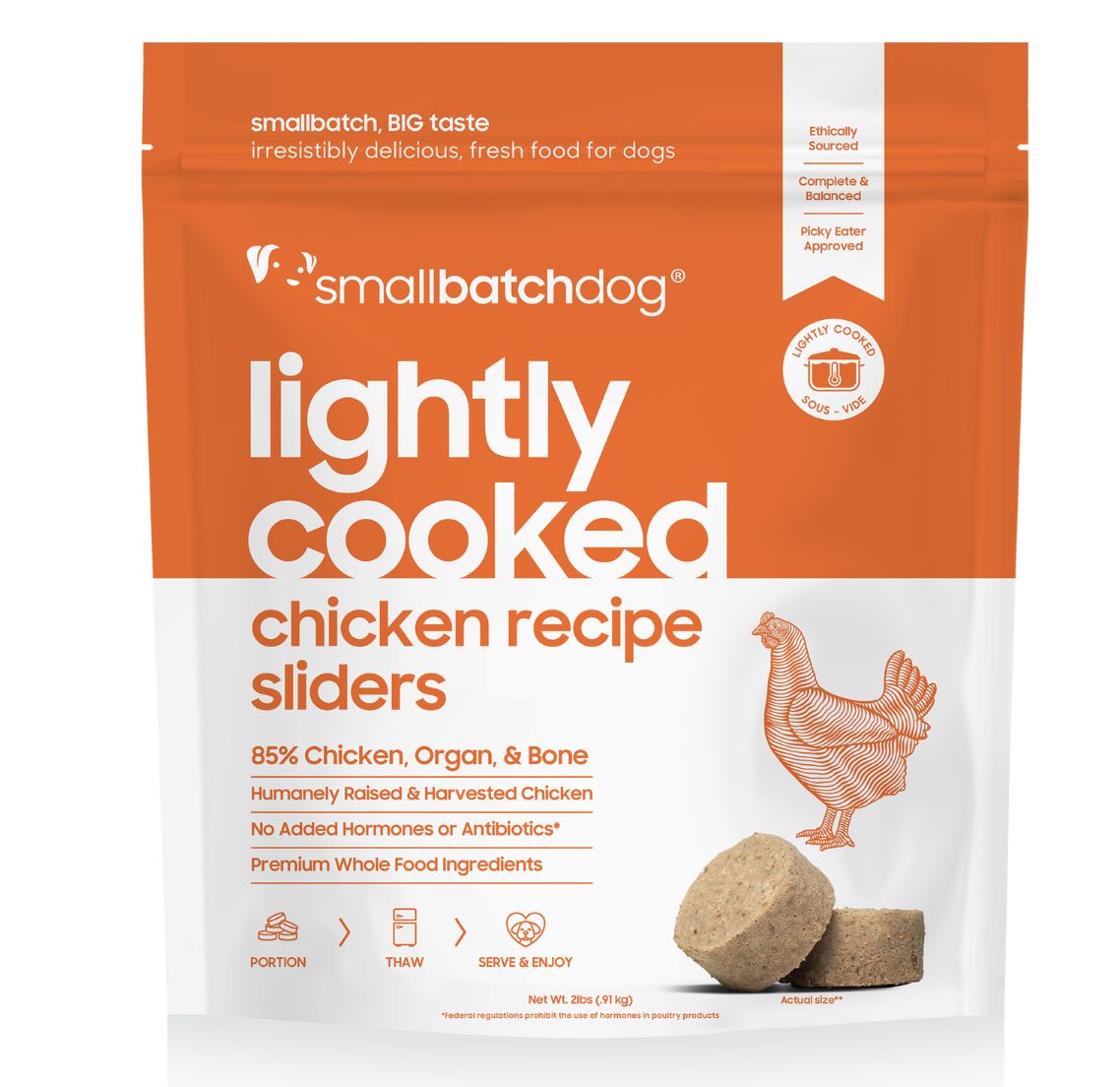 Small Batch Dog Frozen Lightly Cooked Chicken, Size: 2lb