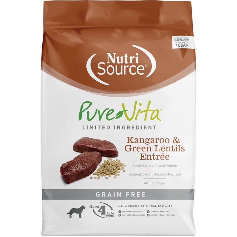 NutriSource Dog Pure Vita Grain Free Kangaroo &amp; Green Lentils, Size: 4lb