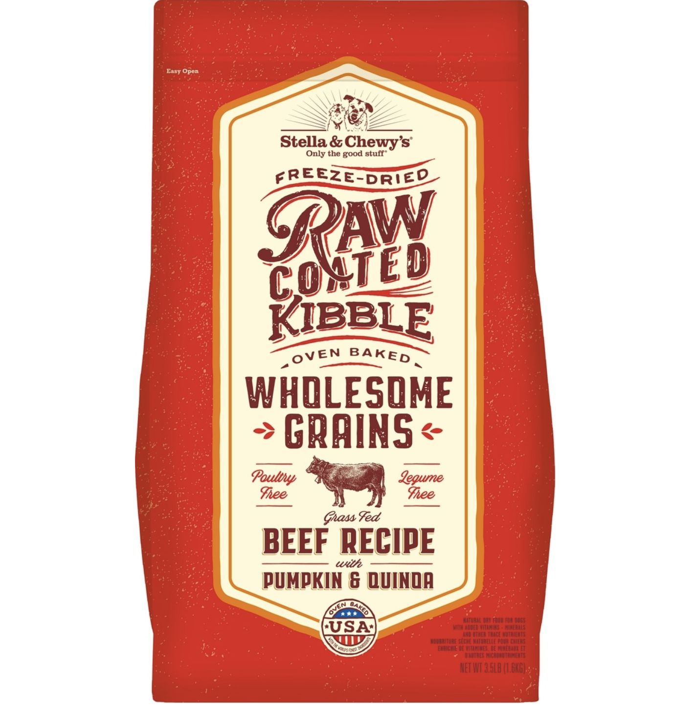 Stella &amp; Chewy's Dog Wholesome Grain Raw Coated Beef, Size: 3.5lb