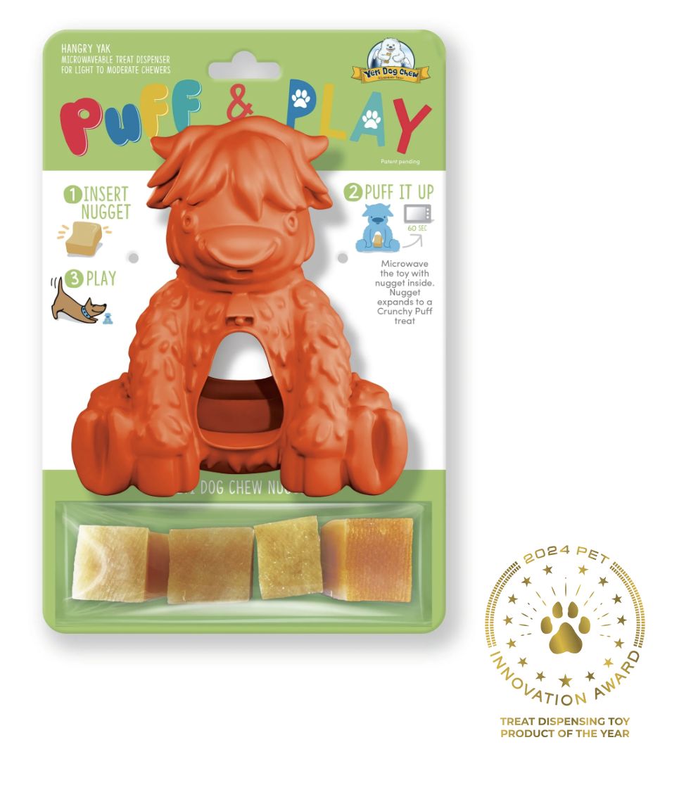 Yeti Dog Chew Puff &amp; Play Yak Toy, Color: Orange