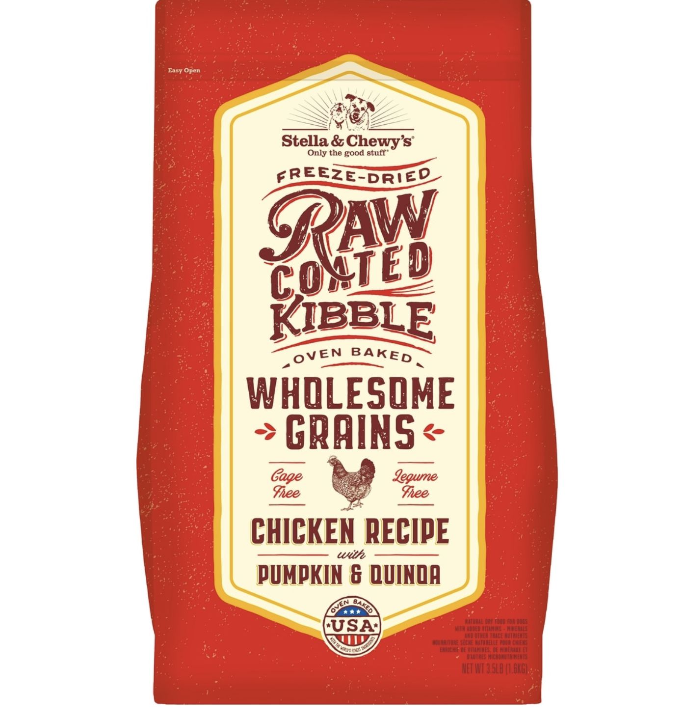 Stella &amp; Chewy's Dog Wholesome Grain Raw Coated Chicken, Size: 3.5lb