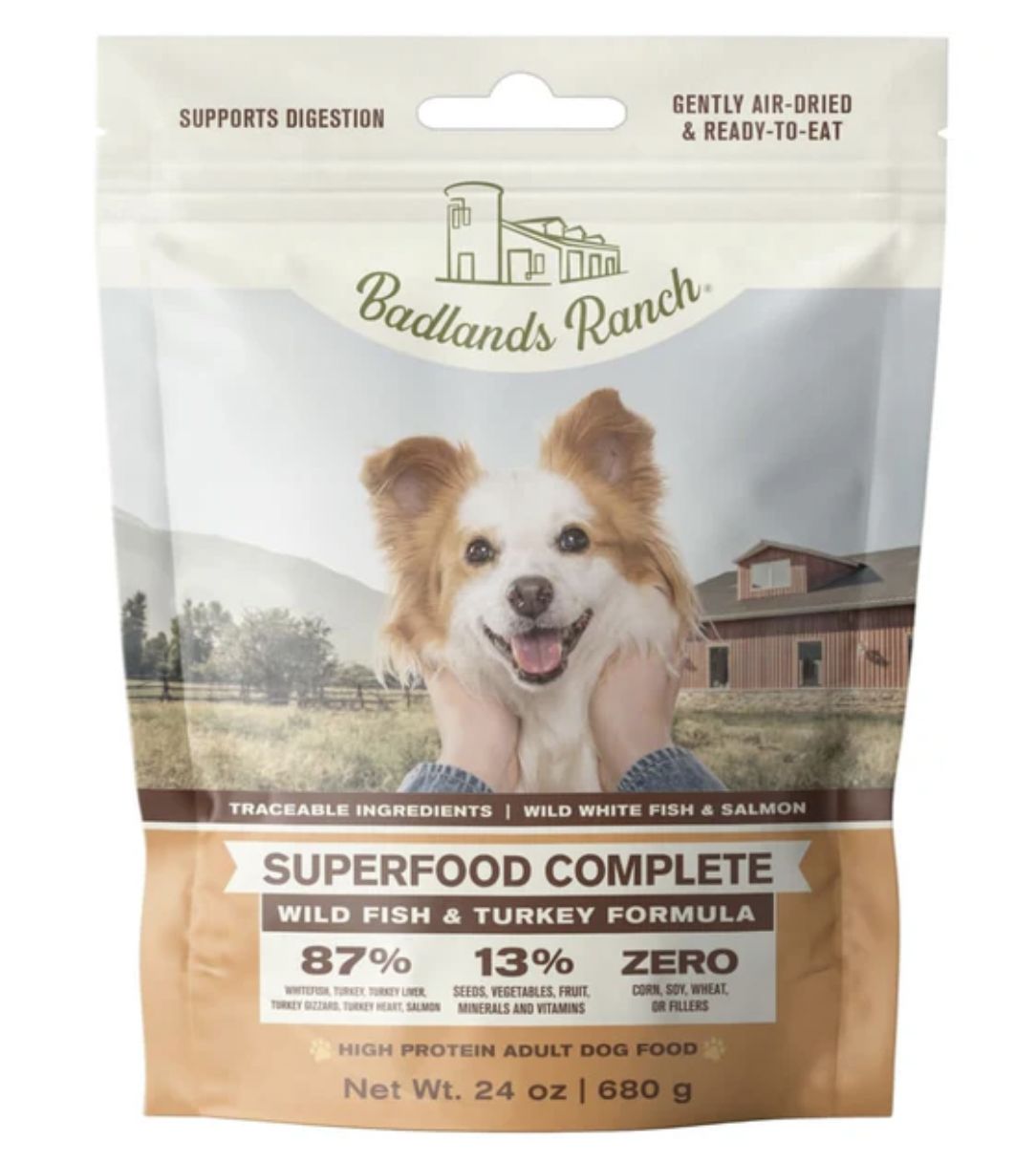 Badlands Ranch Dog Air Dried Superfood Complete Wild Fish &amp; Turkey, Size: 11.5oz
