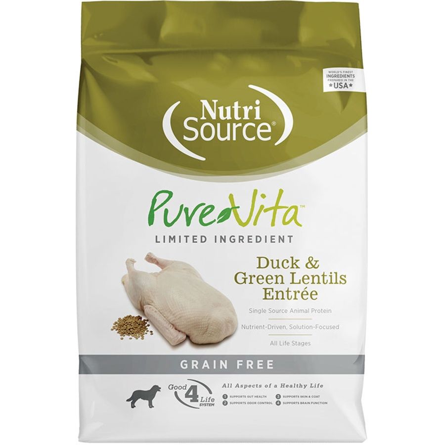 NutriSource Dog Pure Vita Grain Free Duck &amp; Green Lentils, Size: 4lb