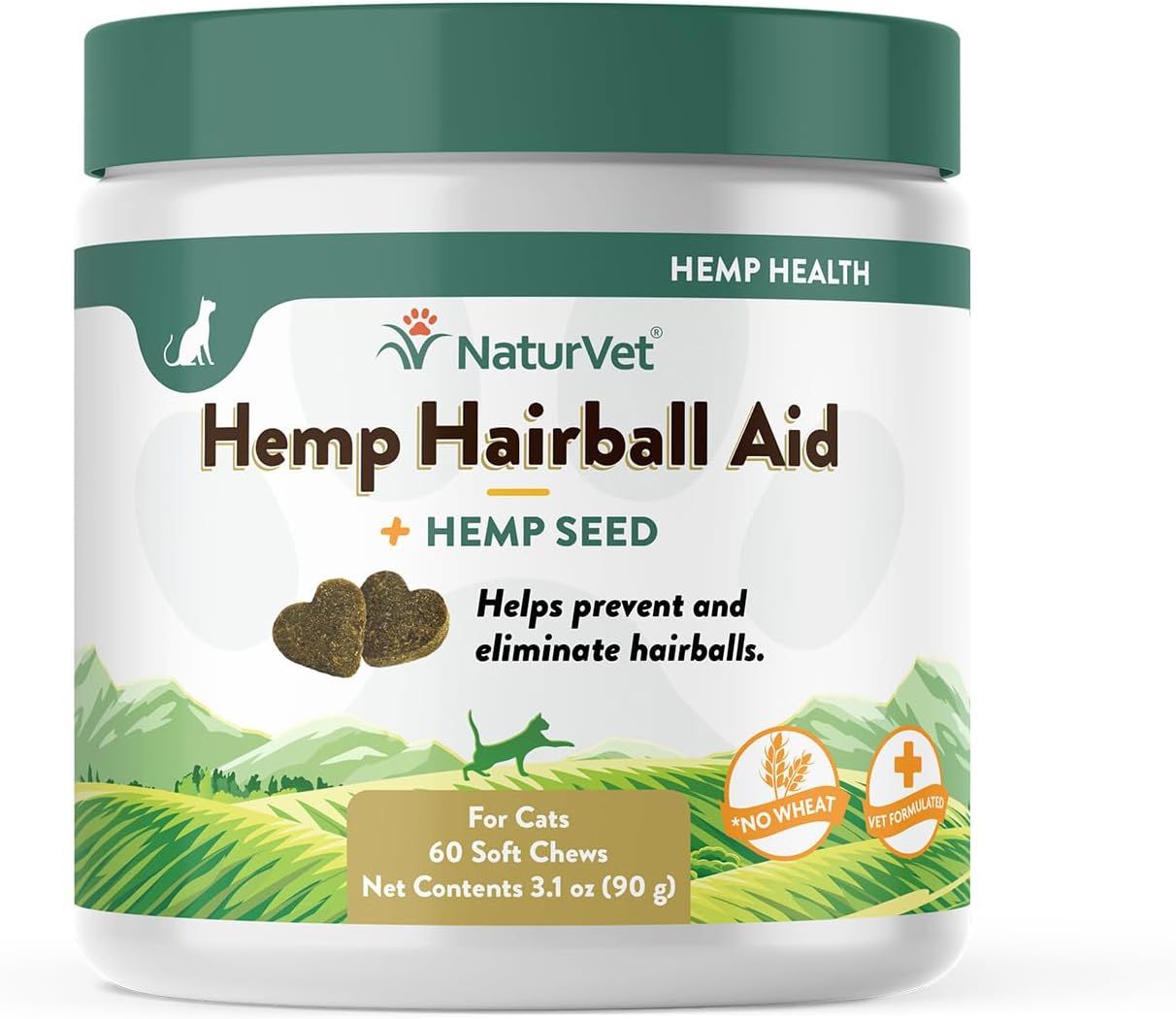 NaturVet Cat Hemp Hairball Aid 60 Count
