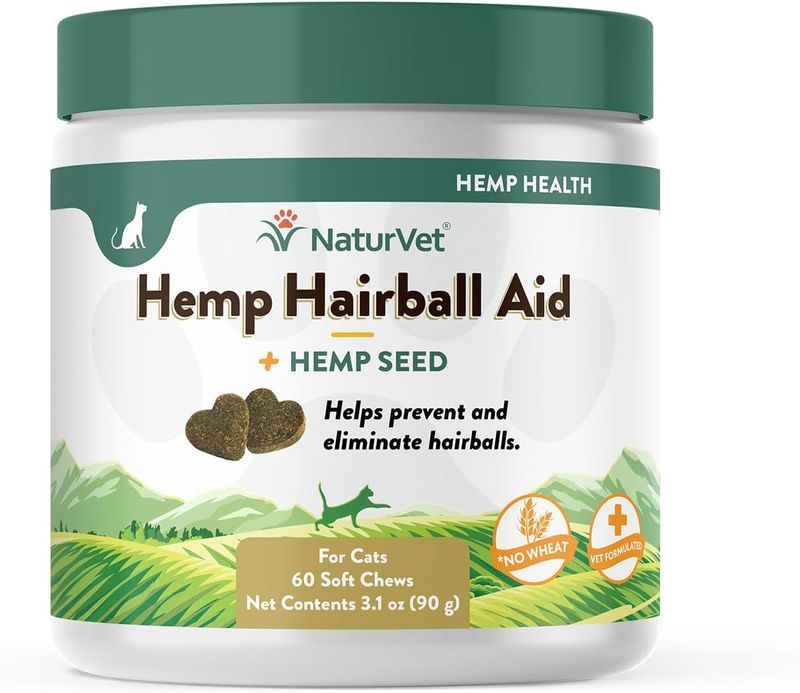 NaturVet Cat Hemp Hairball Aid 60 Count
