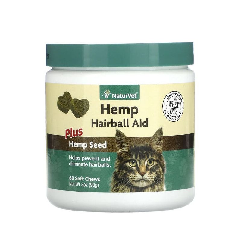 NaturVet Cat Hemp Hairball Aid Soft Chews 60 Count