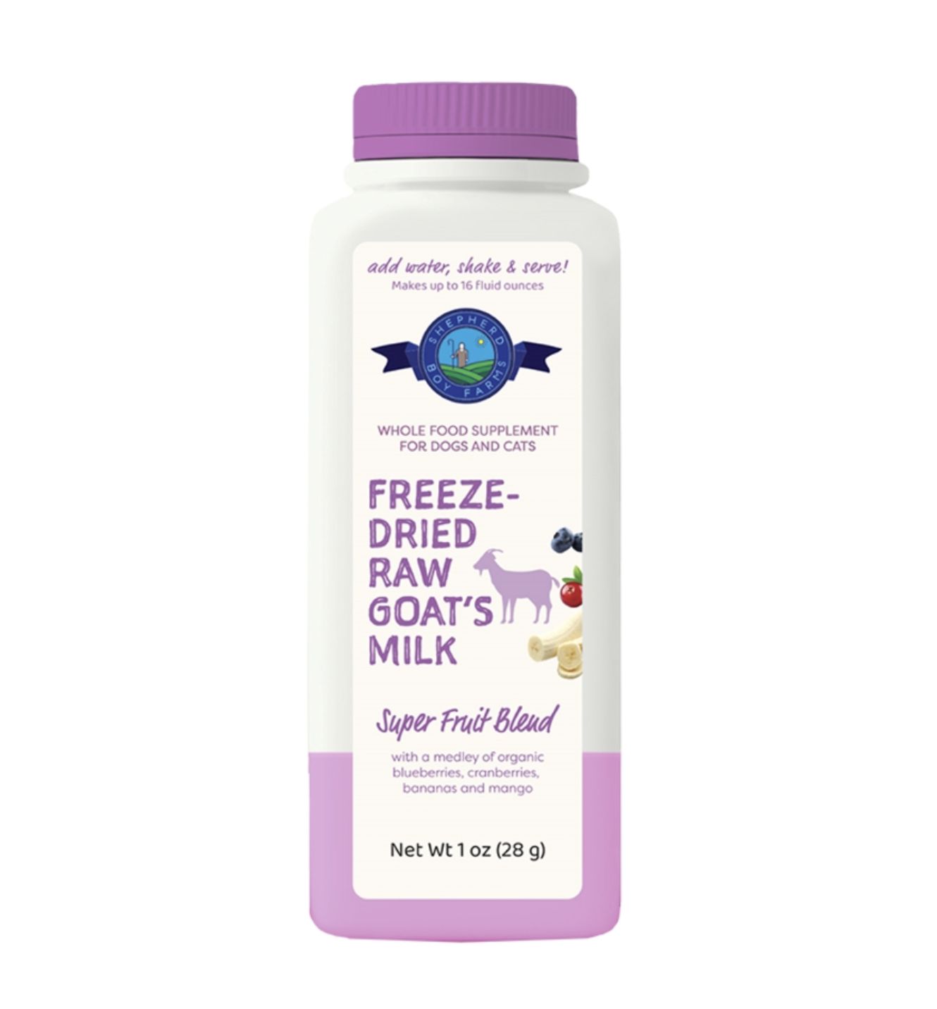 Shepherd Boy Farms Dog &amp; Cat Freeze-Dried Raw Goat Milk Super Fruit, Size: 16oz
