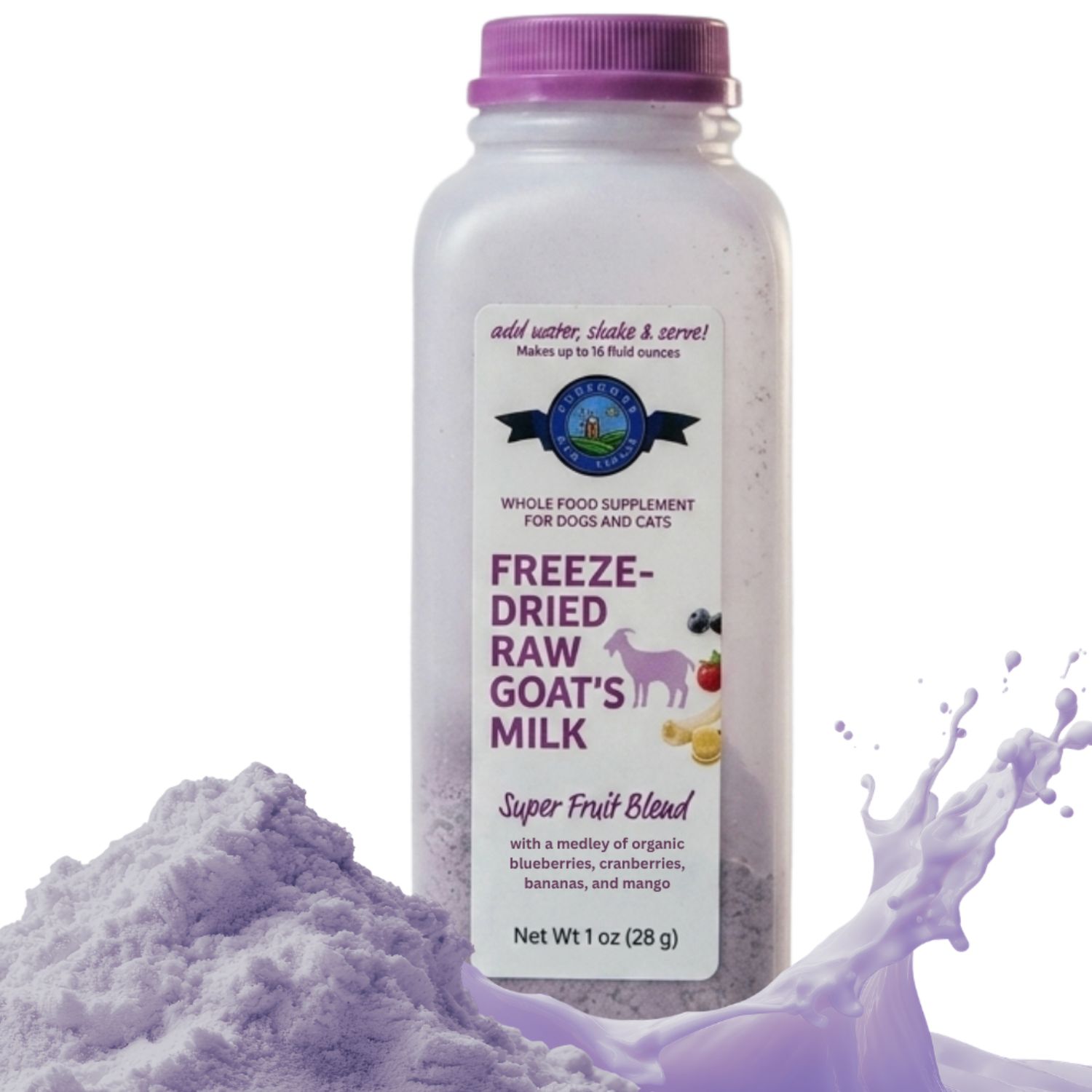 Shepherd Boy Farms Dog &amp; Cat Freeze-Dried Raw Goat Milk Super Fruit Blend, Size: 16oz