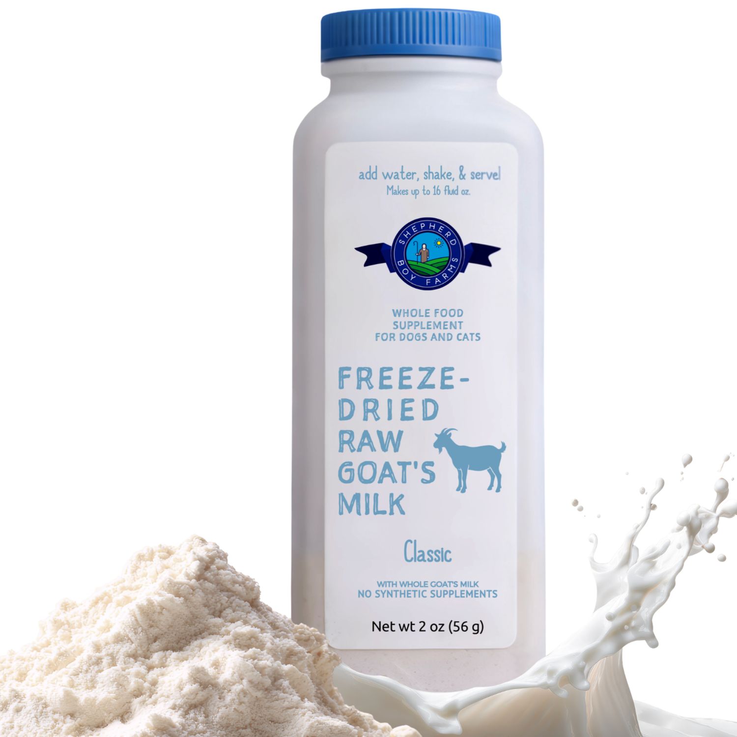 Shepherd Boy Farms Dog &amp; Cat Freeze-Dried Raw Goat Milk Classic, Size: 16oz