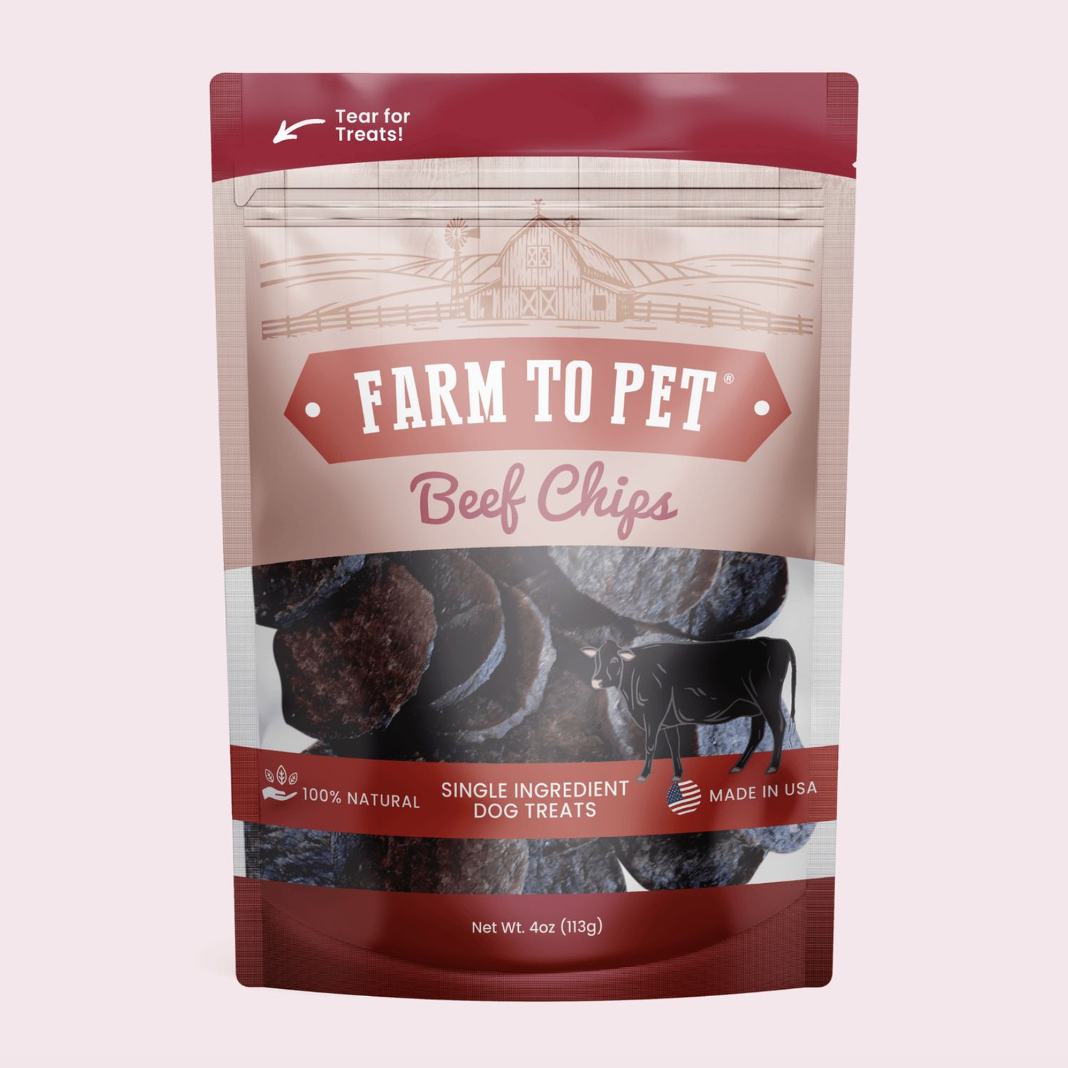 Farm To Pet Dog Beef Chips, Size: 4oz