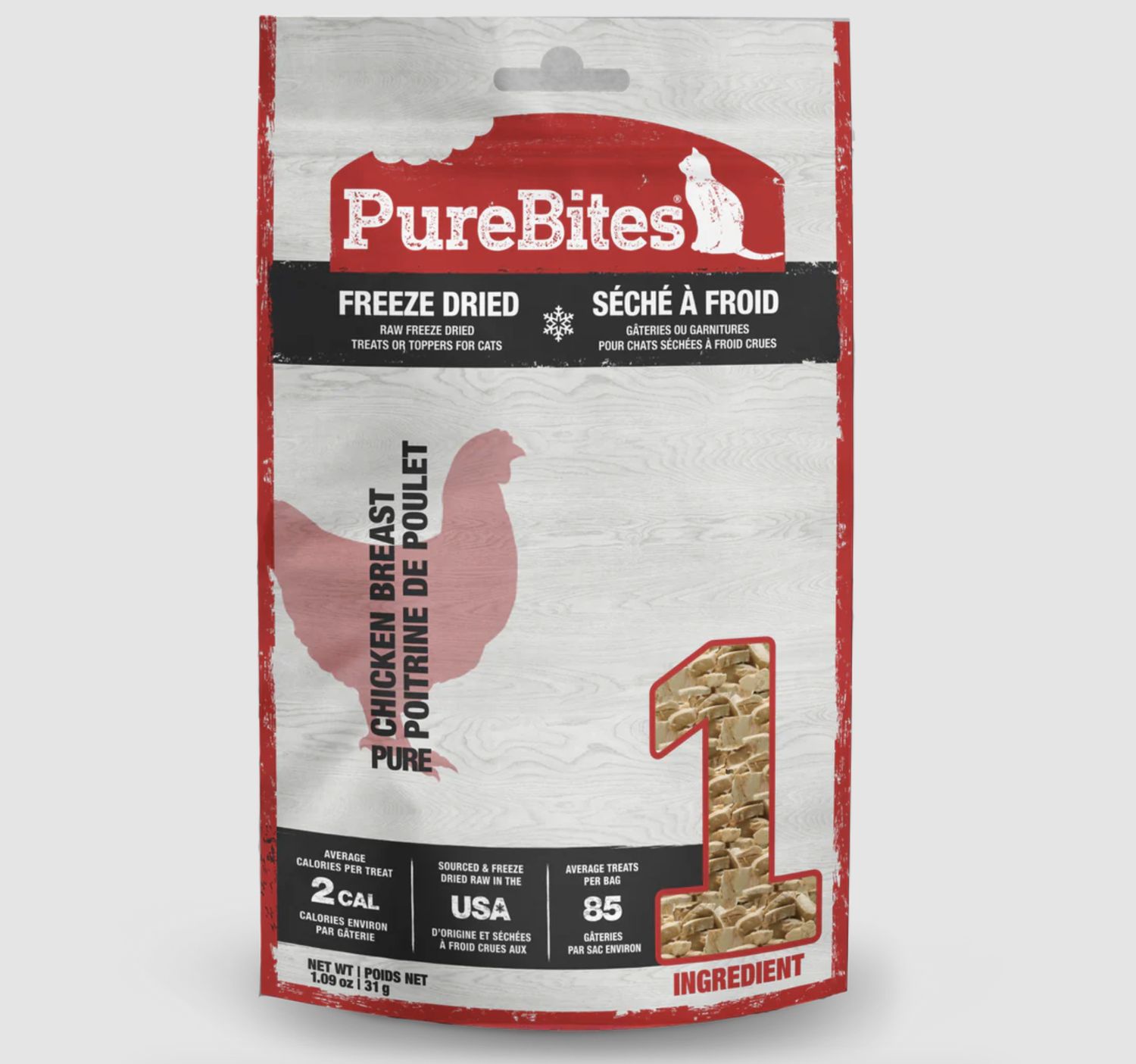 PureBites Cat Freeze Dried Chicken Breast, Size: 1.09oz