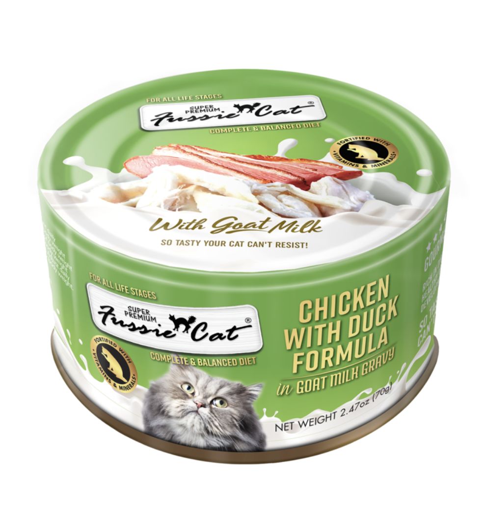 Fussie Cat Chicken &amp; Duck in Goat Milk Gravy Can 2.47oz