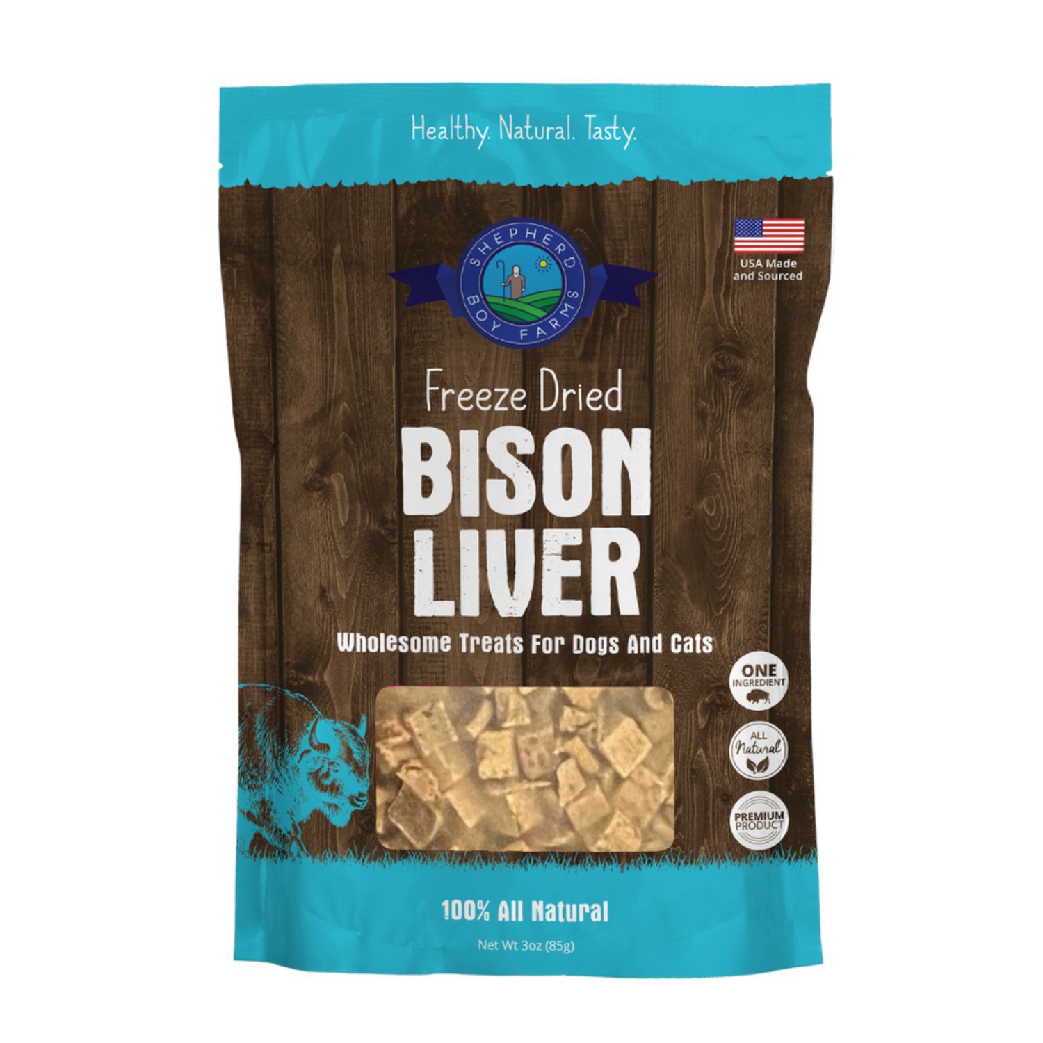 Shepherd Boy Farms Dog &amp; Cat Freeze-Dried Bison Liver 3oz