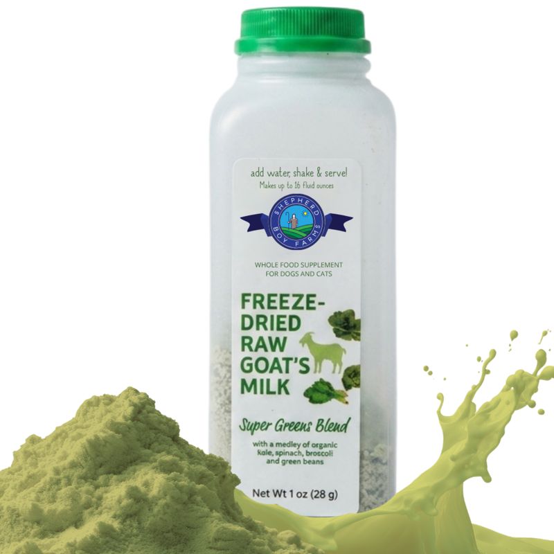 Shepherd Boy Farms Dog &amp; Cat Freeze-Dried Raw Goat Milk Super Green Blend