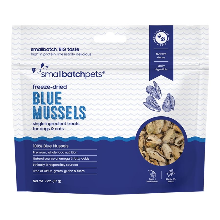 Small Batch Dog &amp; Cat Freeze-Dried Treats Blue Mussel 2oz
