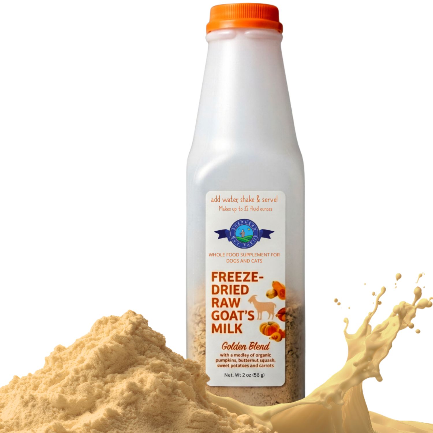 Shepherd Boy Farms Dog &amp; Cat Freeze-Dried Raw Goat Milk Golden Blend, Size: 32oz