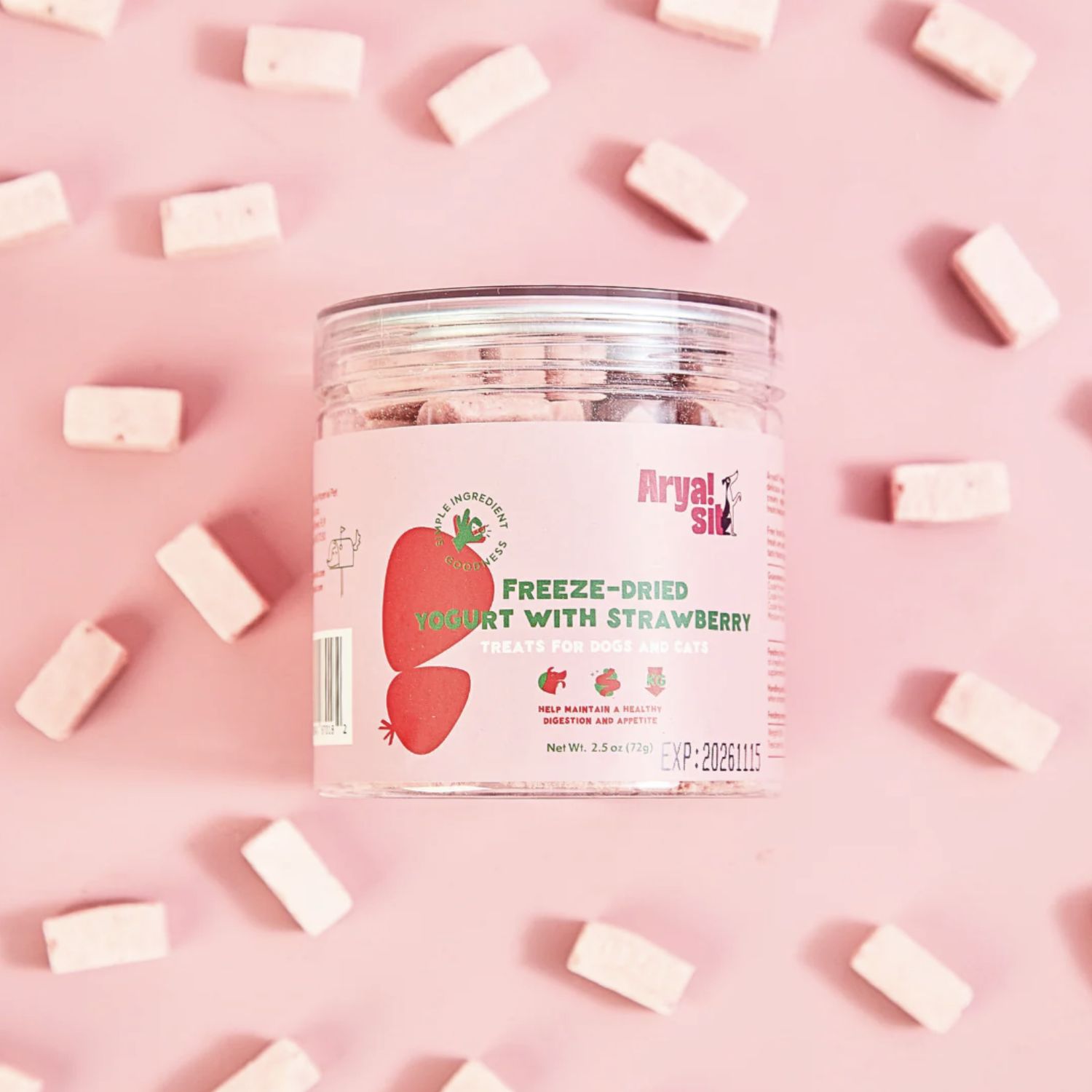 Arya Sit Dog &amp; Cat Freeze Dried Strawberry Yogurt 3.5oz
