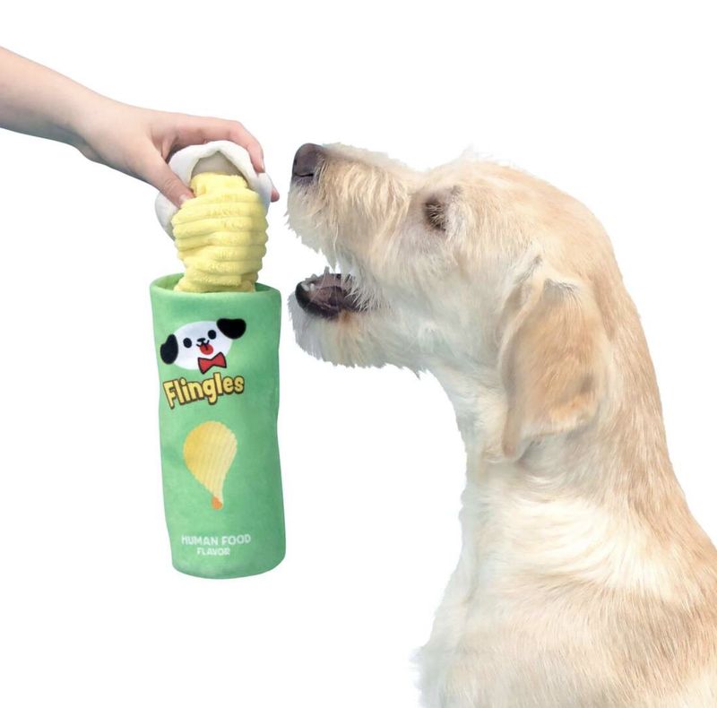 BARK Dog Flingles Can Potato Chip Toy