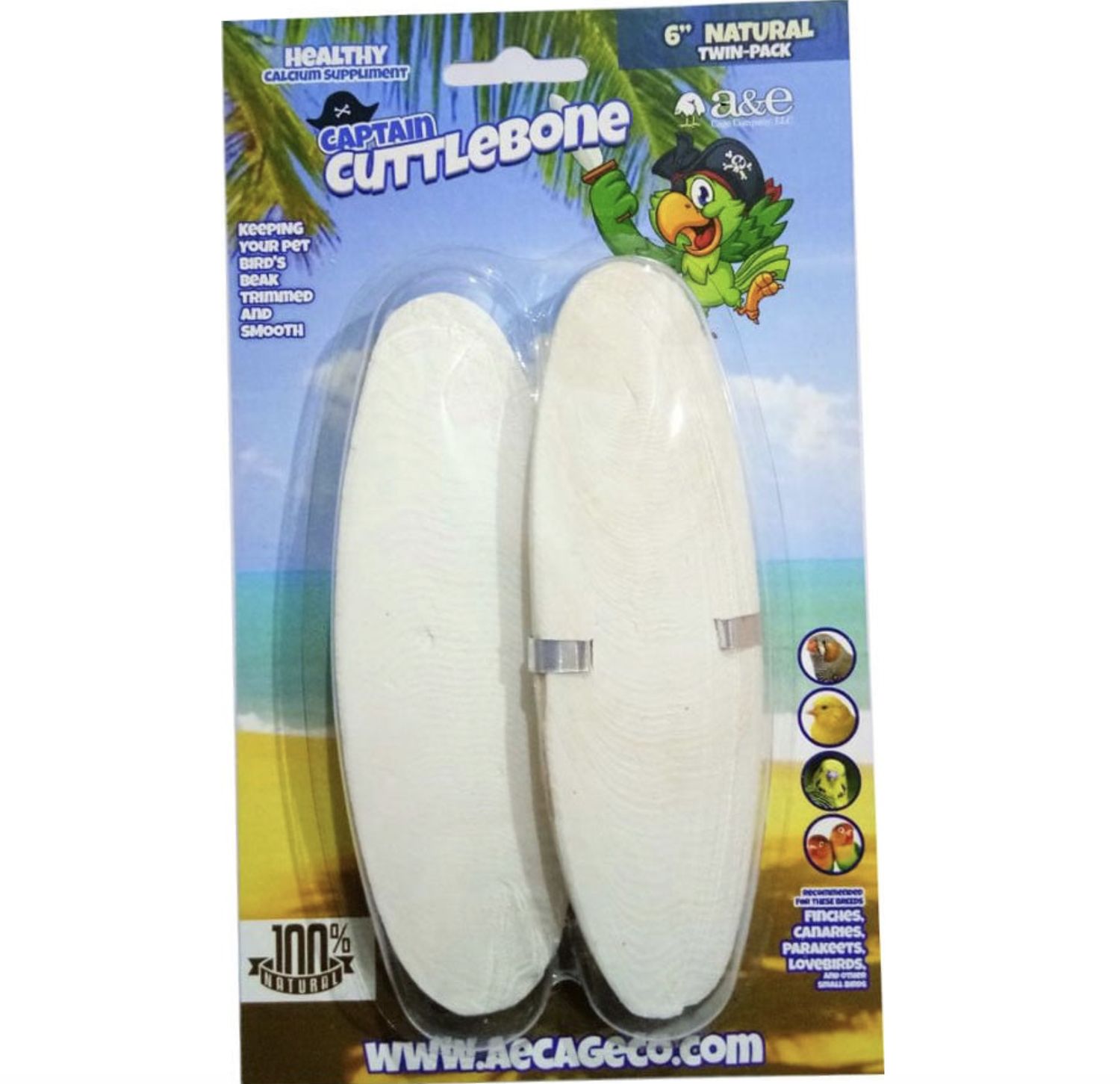 A&amp;E Natural Cuttlebone 6'' 2pck