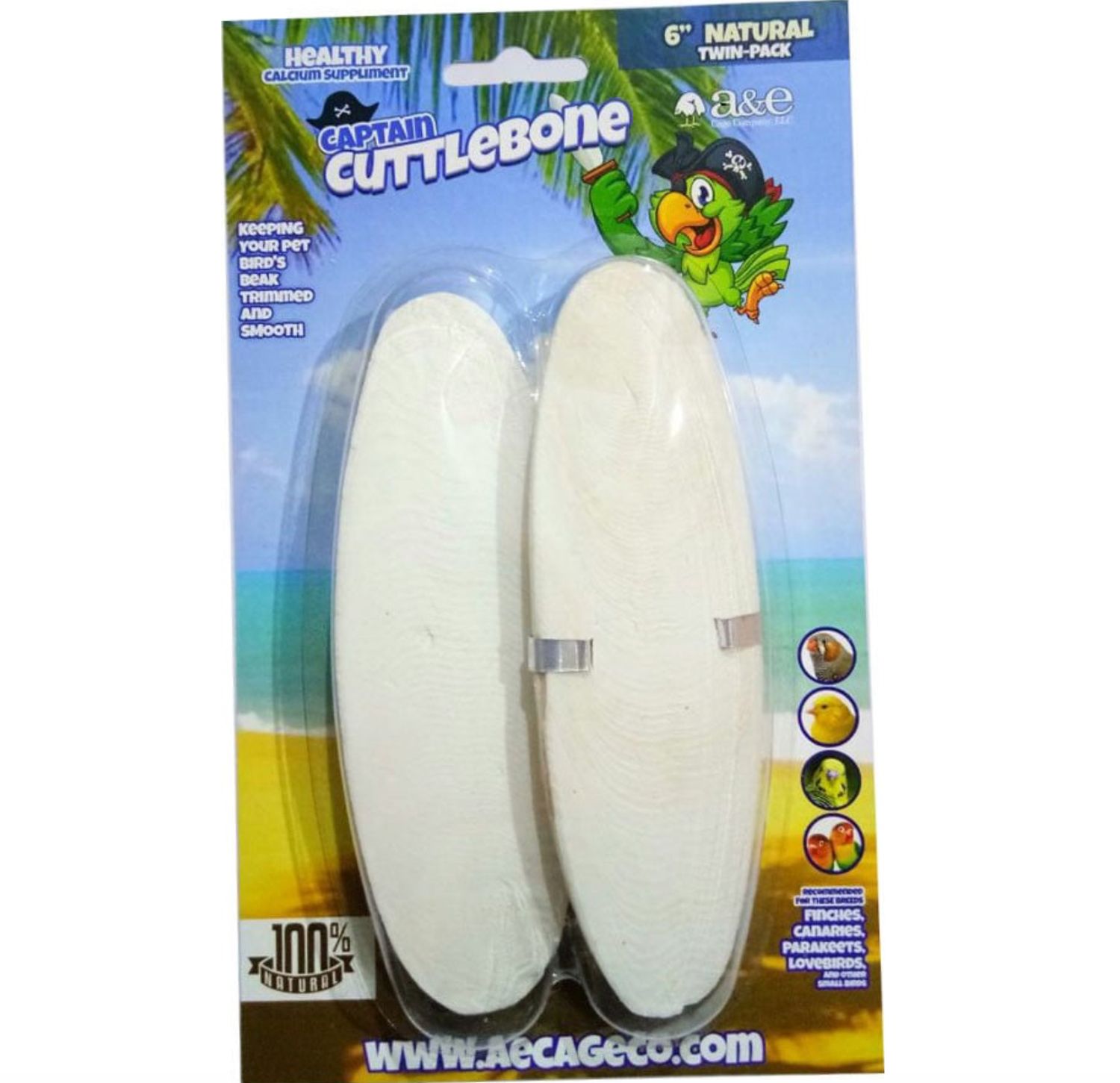 A&amp;E Natural Cuttlebone 6'' 2pck
