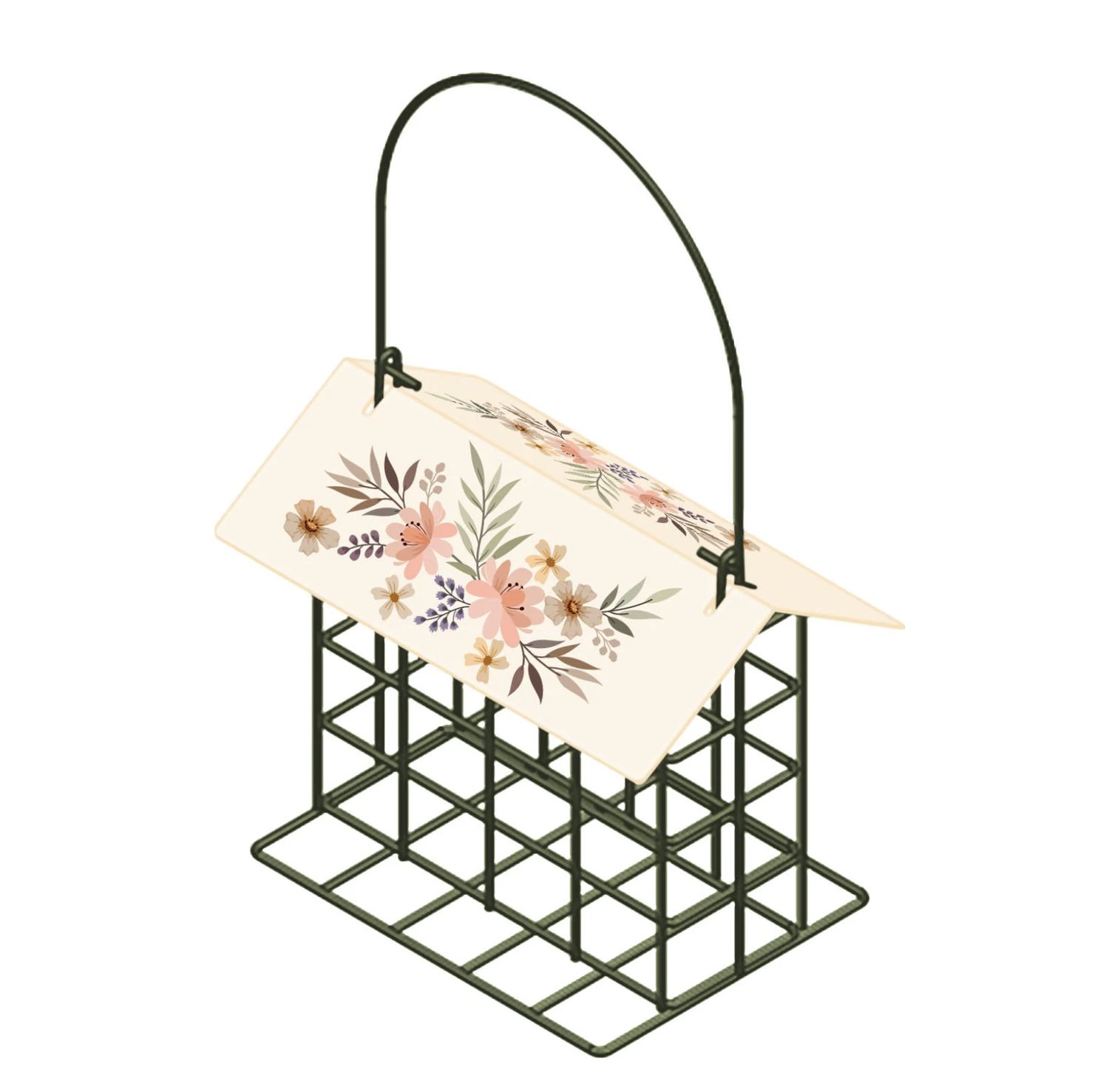 Nature's Way Decorative Metal Suet Cage Bird Feeder with Roof