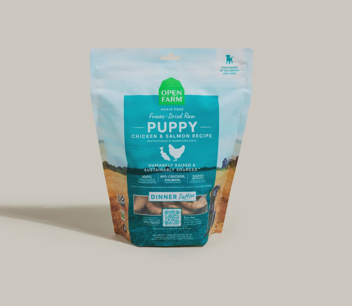 Open Farm Dog Freeze Dried Raw Patties Puppy Chicken &amp; Salmon, Size: 10.5oz