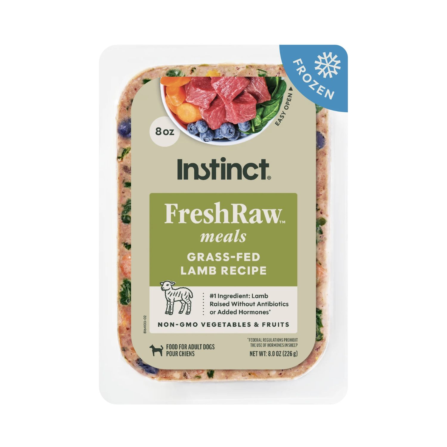 Instinct Dog Frozen FreshRaw Meals Grass-Fed Lamb, Size: 8oz