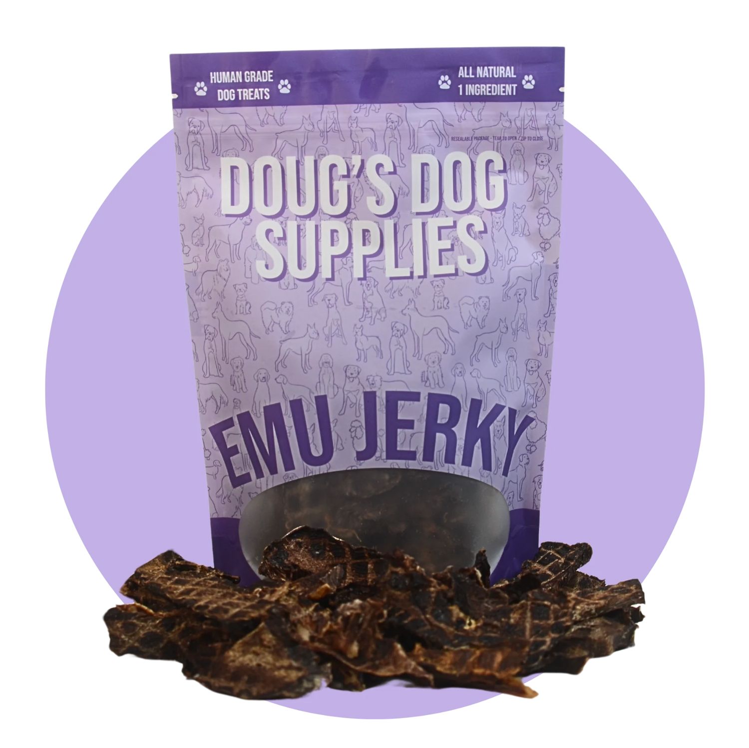Doug's Dog Supplies Emu Jerky 8oz Doug's Dog Supplies Emu Jerky 8oz
