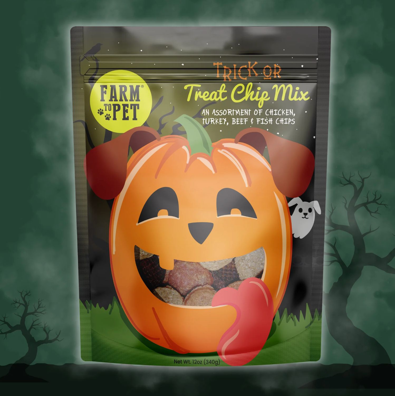 Farm To Pet Halloween Trick or Treat Chip Mix 12oz, Flavor: Jack-O-Lantern