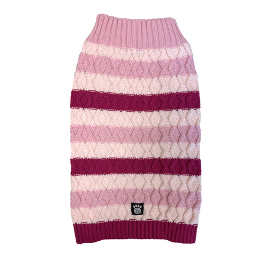 Petrageous Striped Crewneck Sweater Pink, Size: X-Small