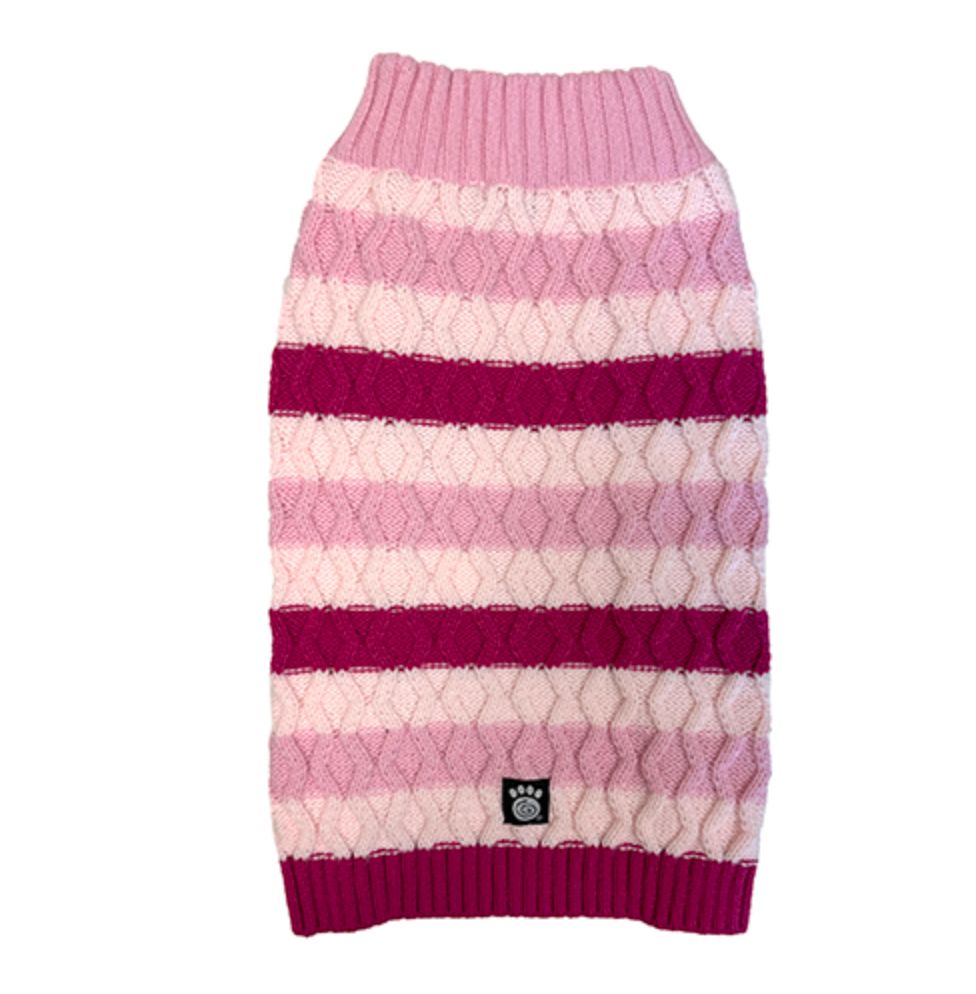 Petrageous Striped Crewneck Sweater Pink, Size: X-Small