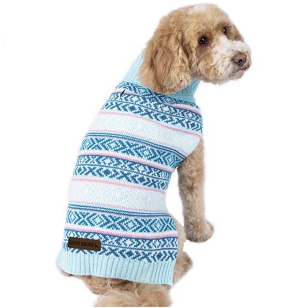 Petrageous Eddie Bauer Camano Fair Isle Sweater Aqua/Pink, Size: X-Small