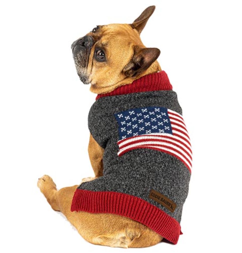 Petrageous Eddie Bauer American Flag Crewneck Charcoal, Size: X-Small