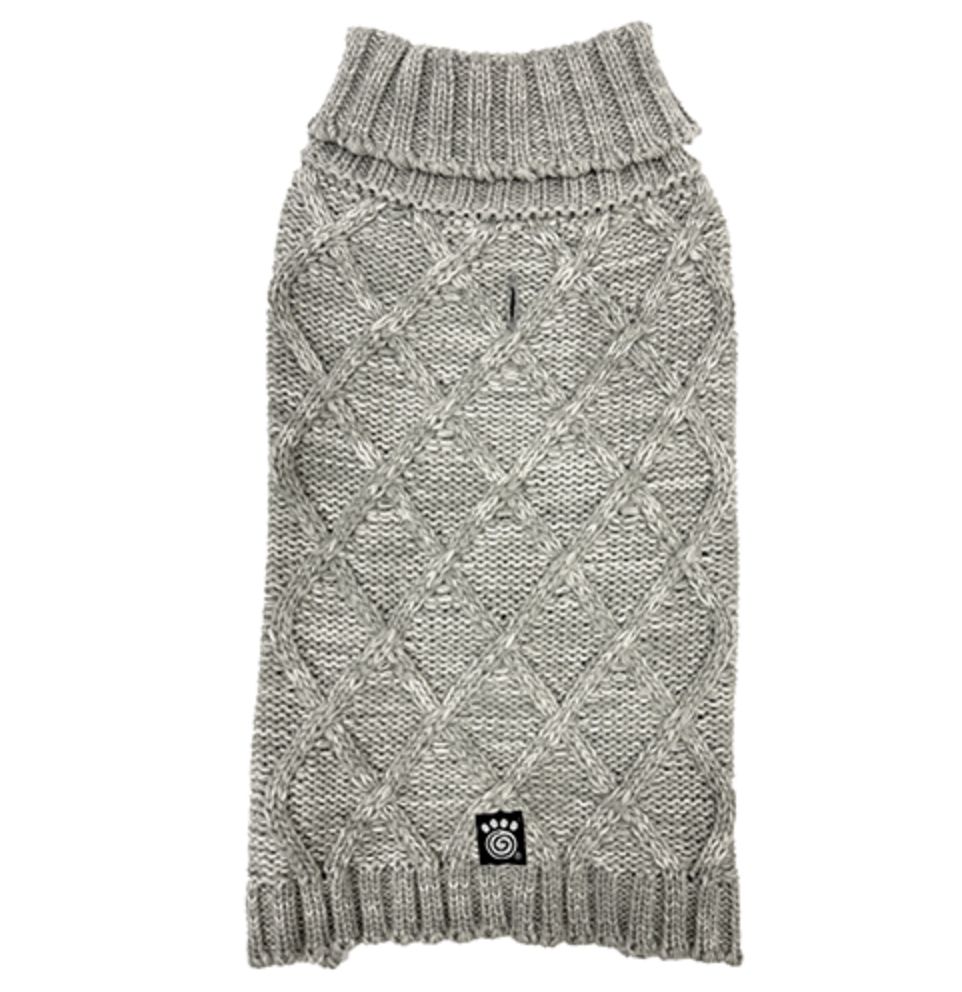 Petrageous Crisscross Turtleneck Sweater Gray, Size: X-Small