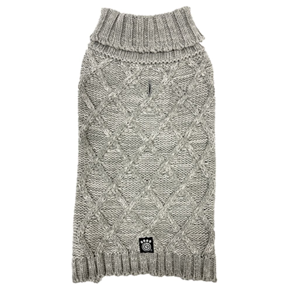 Petrageous Crisscross Turtleneck Sweater Gray, Size: X-Small