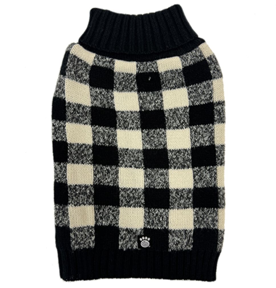 Petrageous Buffalo Check Sweater Black/Oatmeal, Size: X-Small
