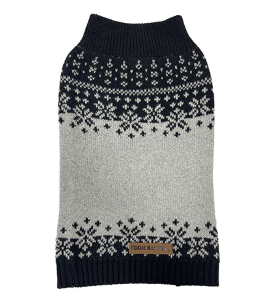 Petrageous Eddie Bauer Whitman Fair Isle Sweater Gray/Black, Size: X-Small
