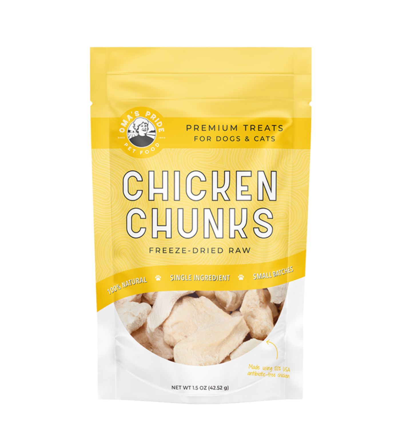 Oma's Pride Dog &amp; Cat Freeze Dried Chicken Treat 1.5oz, Flavor: Chicken Chunks