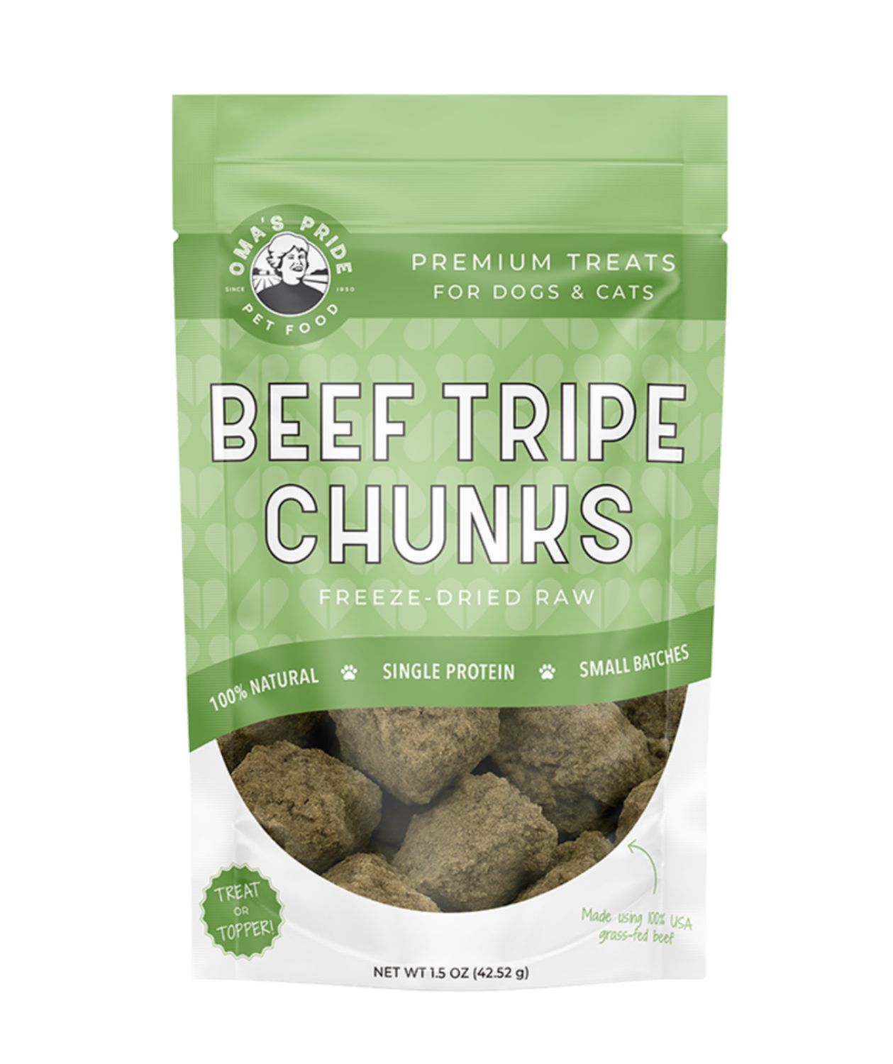 Oma's Pride Dog &amp; Cat Freeze Dried Beef Tripe Treats 1.5oz