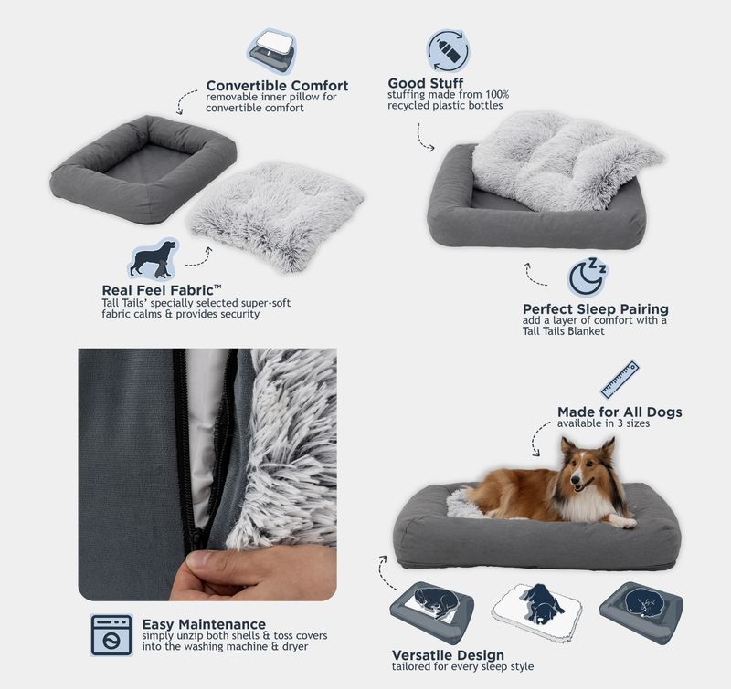 Tall Tails Dog &amp; Cat All In One Bed Grey