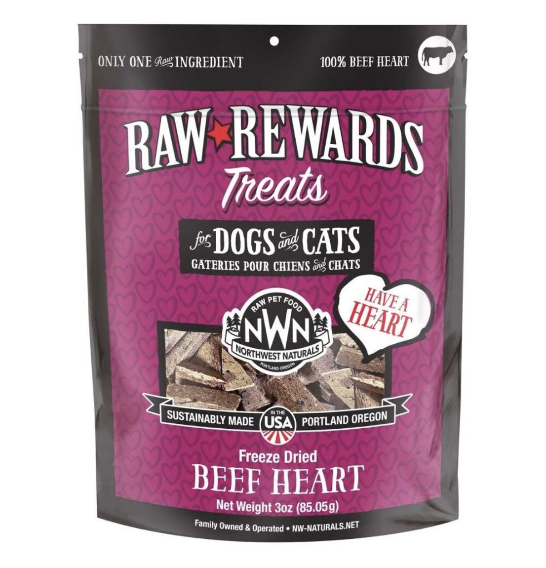 Northwest Naturals Dog &amp; Cat Freeze Dried Beef Heart 3oz