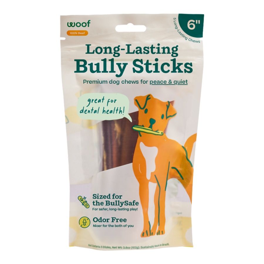 Woof Dog Bullysafe Bully Stick 5 Pack, Size: 6''
